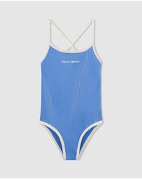 Zulu & Zephyr Mini - Mini Stripe Rib Logo One Piece - Kids