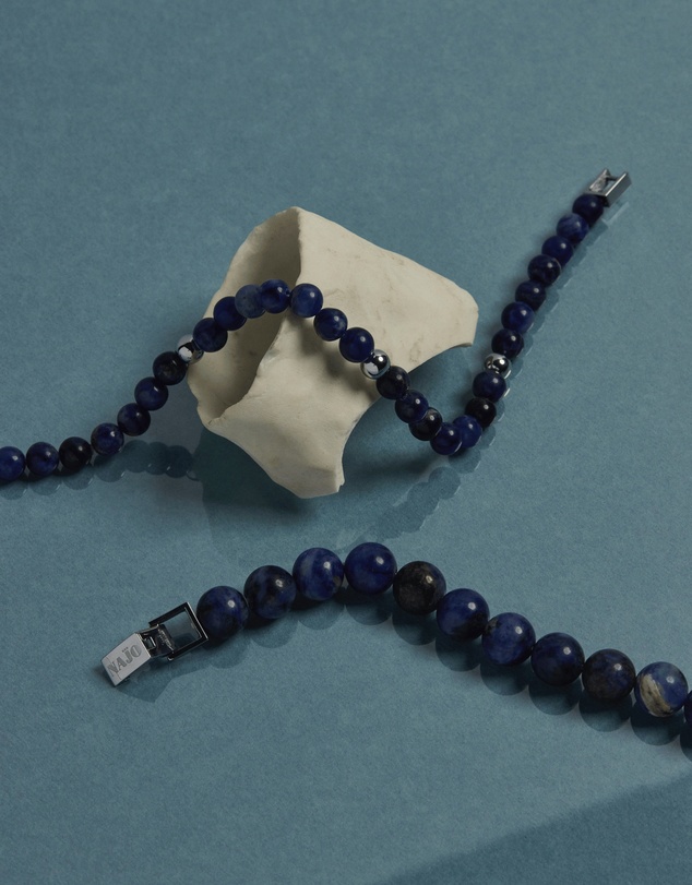 Najo - Atlas 10mm Sodalite & Steel Bracelet