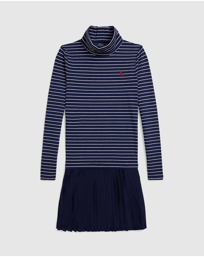 Polo Ralph Lauren - Striped Stretch Jersey Turtleneck Dress - ICONIC EXCLUSIVE - Teens