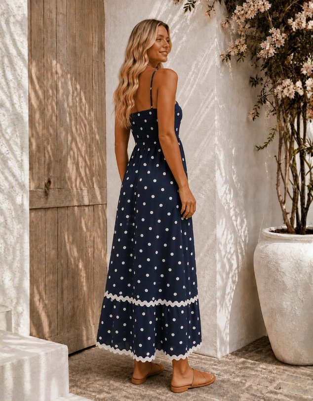 Esther & Co - Priah Dress - Navy Spot