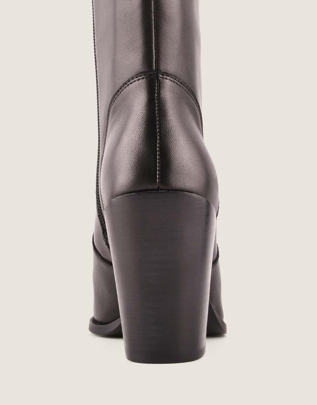 Shelly Shen - Rory Heel Long Boots Black Leather