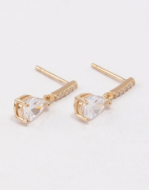 Lovisa - Gold Plated Sterling Silver Teardrop Cubic Zirconia Drop Earrings