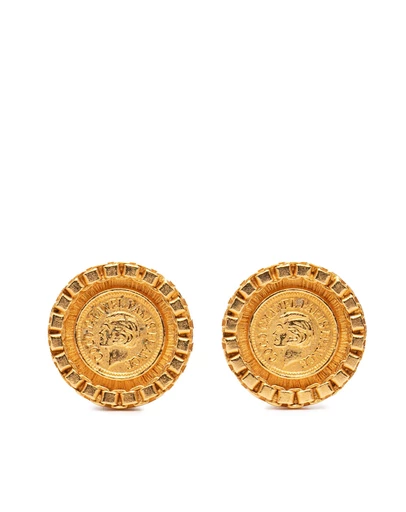 Pre-Loved by Azura Reborn - Pre-Loved Gold Plated Coco Coin Motif Clip On Earrings