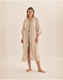 Gingerlilly - Sunny Natural Stripe Linen Robe