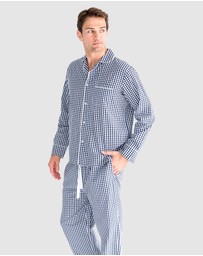 Sant And Abel - Men's Hepburn Gingham Navy Long PJ Set