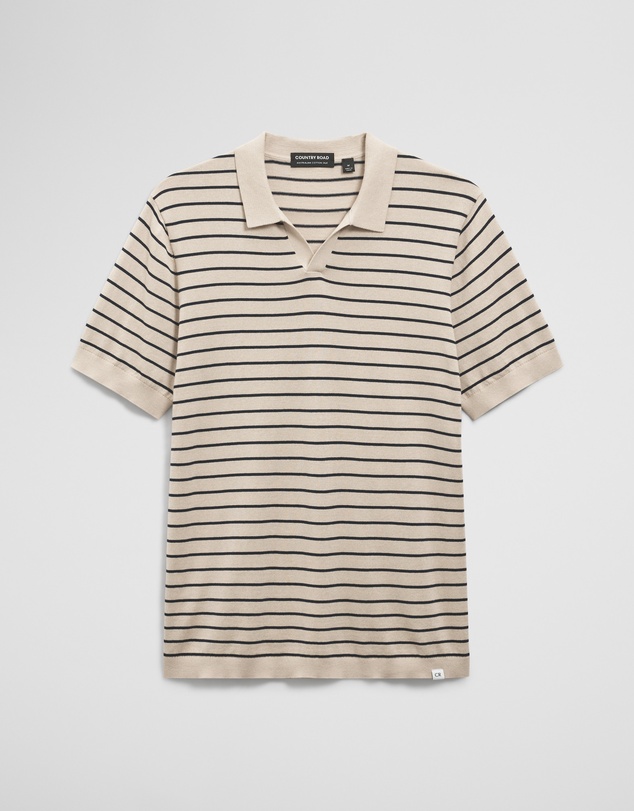 Country Road - Australian Cotton Silk Stripe Knit Polo