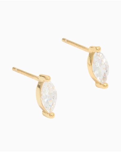 Lovisa - Gold Plated Sterling Silver Cubic Zirconia Marquise Earrings
