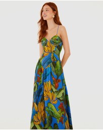 Farm Rio - Banana Grapes Blue Sleeveless Maxi Dress