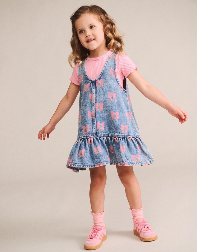 Huxbaby - Dreamy Denim Cherry Pinafore - Babies-Teens