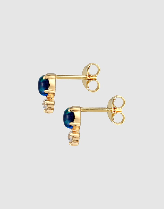 Elli Jewelry - Vintage Blue Opal Stud Earrings in Gold-Plated 925 Silver