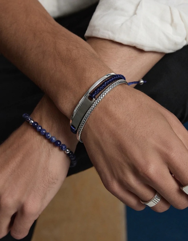 Najo - Apollo Men's 6mm Sodalite & Steel Elasticised Bracelet