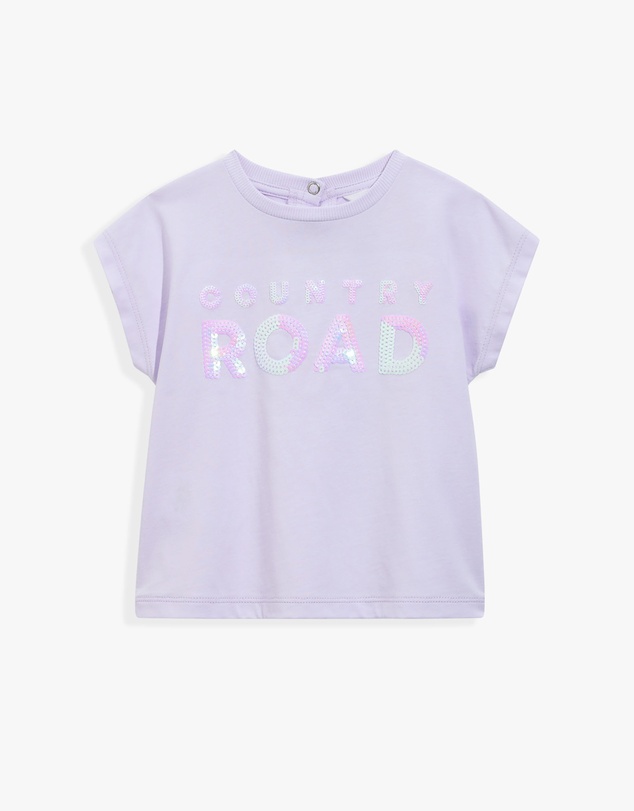 Country Road - Organically Grown Cotton Sequin Logo T-shirt