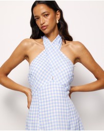 AERE - Nolana Gingham Halter Maxi Dress