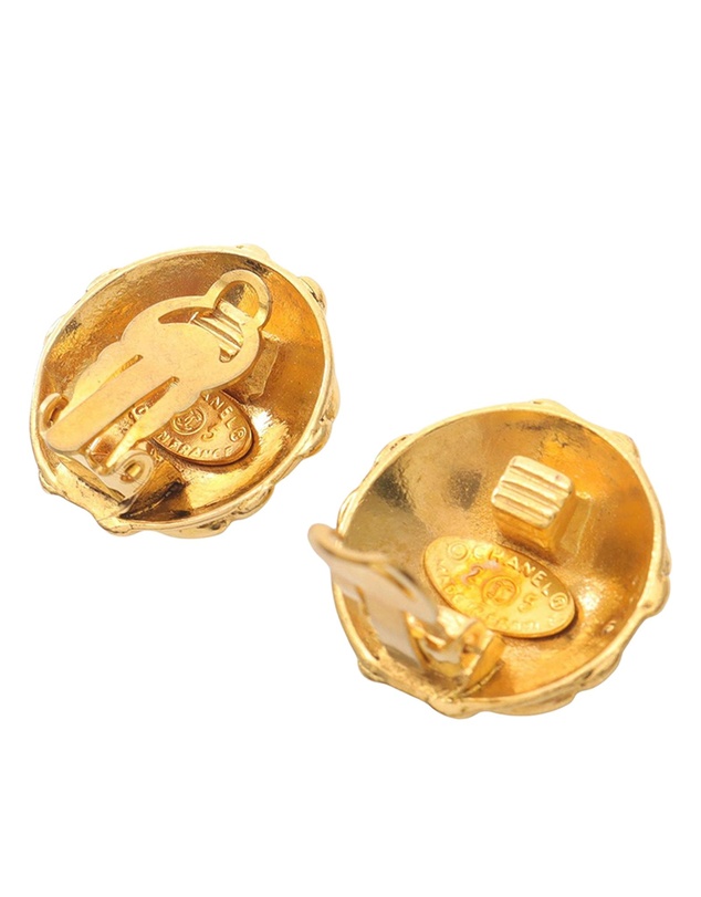 Pre-Loved by Azura Reborn - Pre-Loved Gold Plated Overlapping CC Round Clip On Earrings