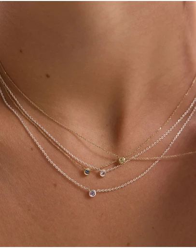 Kirstin Ash - Petite Birthstone Necklace October Pink Tourmaline