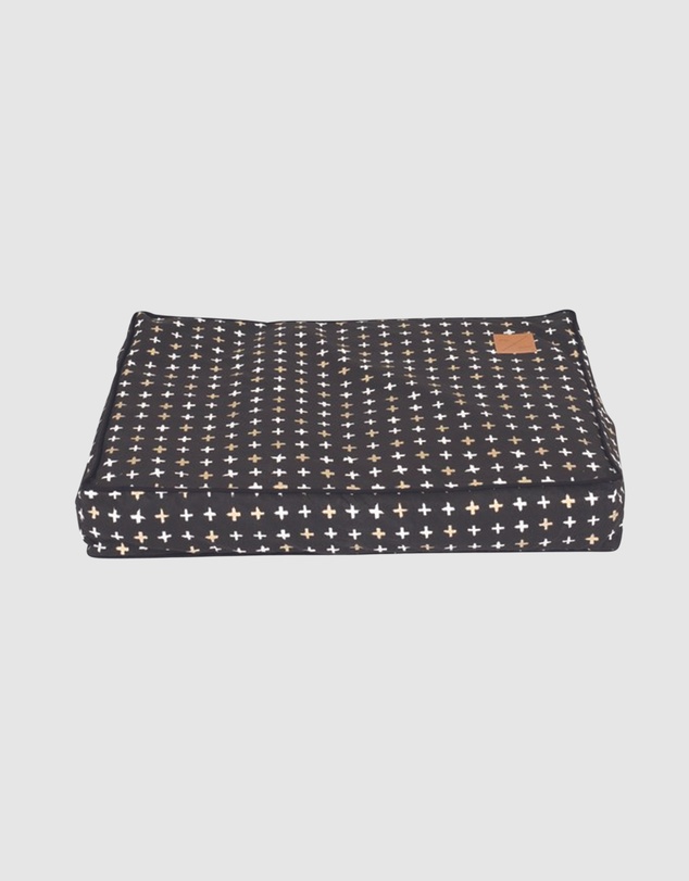 Mog & Bone - Classic Cushion Dog Bed - Black Metallic Cross Print