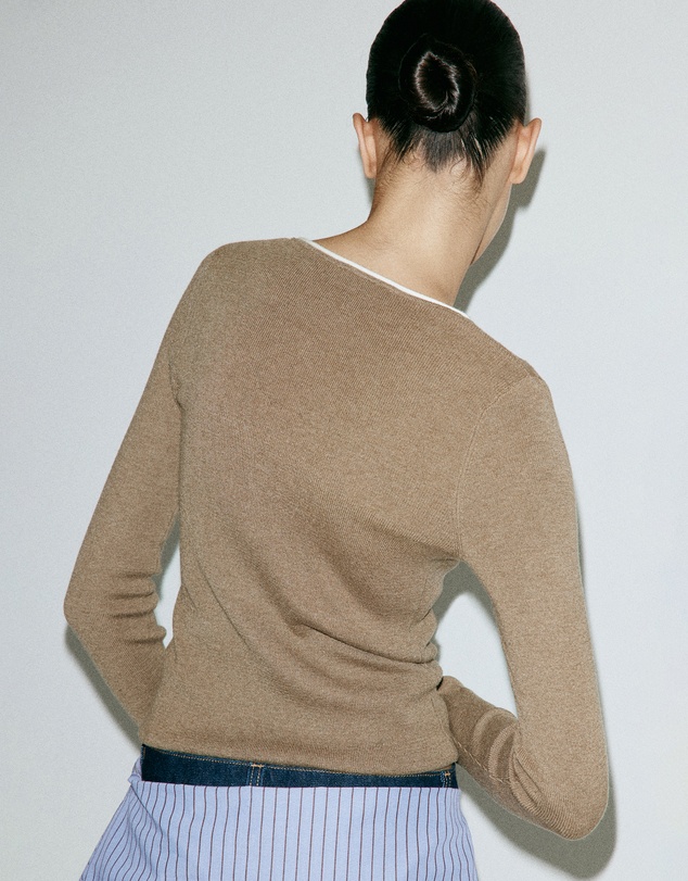 M.N.G - Ribbed Knit Sweater with Contrast Edging