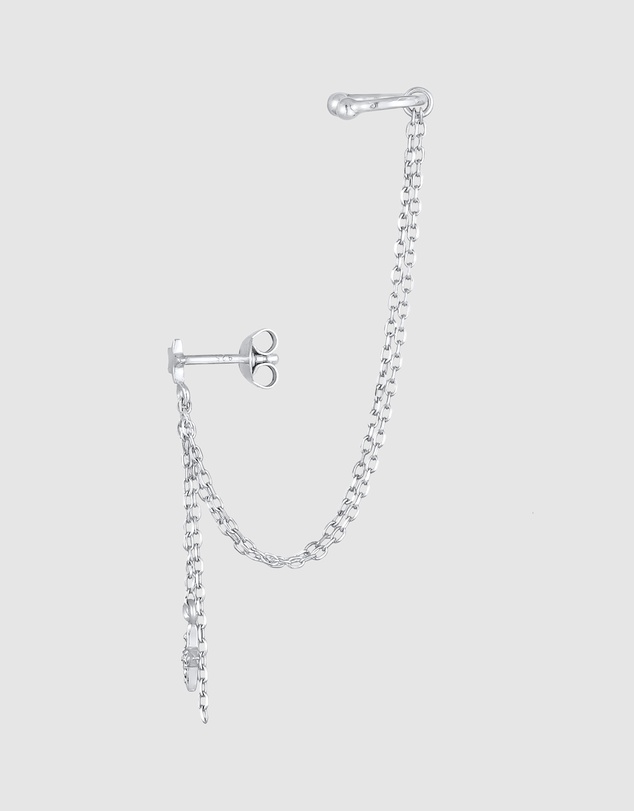 Elli Jewelry - Star Crystal Chain Stud Earrings in 925 Silver