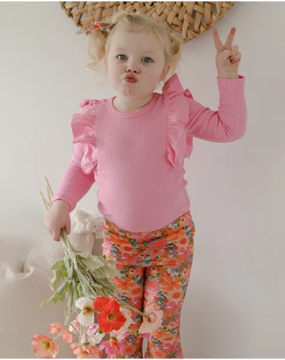 WITH LOVE FOR KIDS - Shimmy Wide Ribbed Long Sleeve Top - Kids