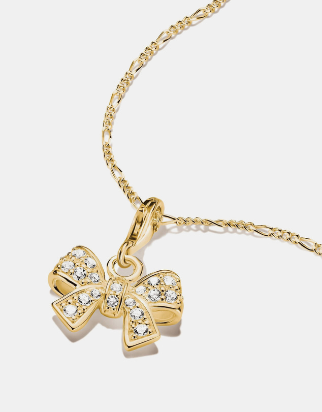 THOMAS SABO - Gold-Plated Bow Charm with White Zirconia
