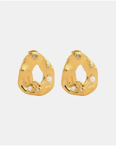 Zoe Olivia - Waterproof Opaline Hammered Stud Earrings