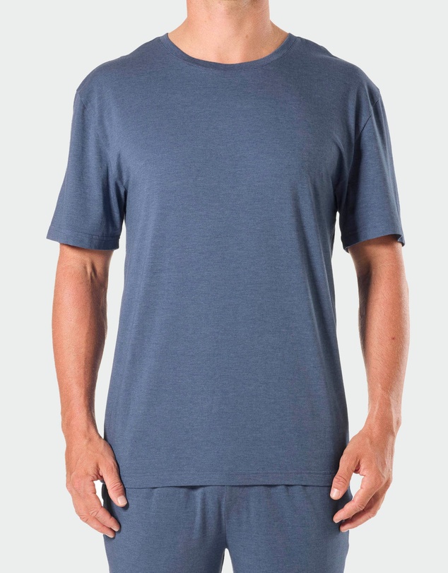 Mitch Dowd - Mens Soft Bamboo Crew Neck Sleep Tee - Blue Marle