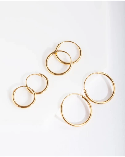 Lovisa - Gold Plated Sterling Silver Classic Hoop Earring Pack