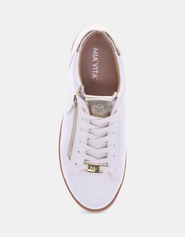 Mia Vita - Luna Zip Casual Sneaker - White/Tan