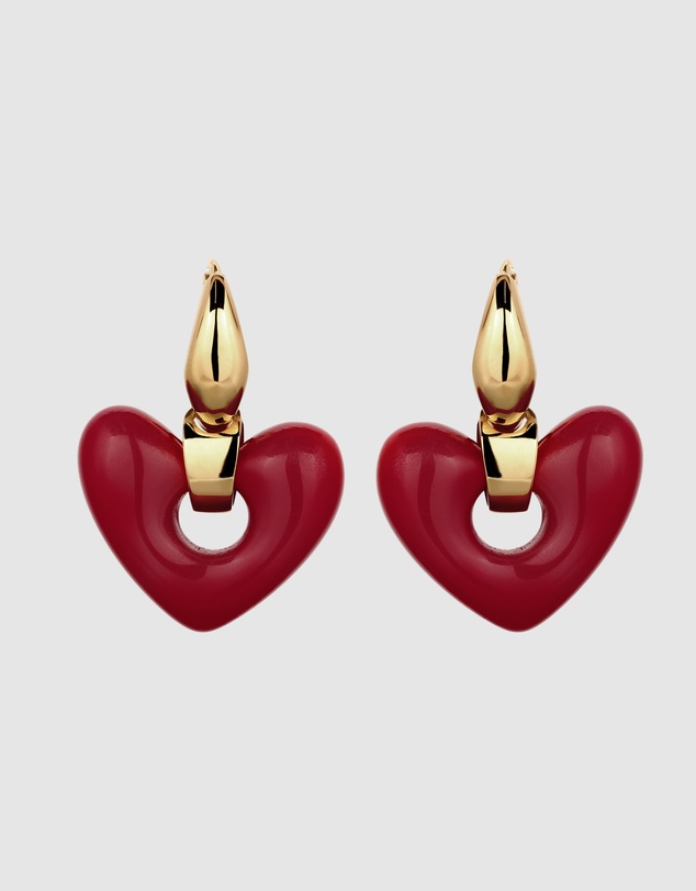 Elli Jewelry - Earring Hoops Heart Resin 925 Sterling Silver Gold-Plated