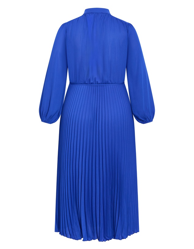 City Chic - Plus size Halle Long Sleeve Pleat Dress - cerulean