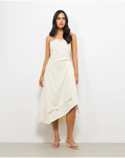 AERE - Dita Trim Asym Hem Midi Dress