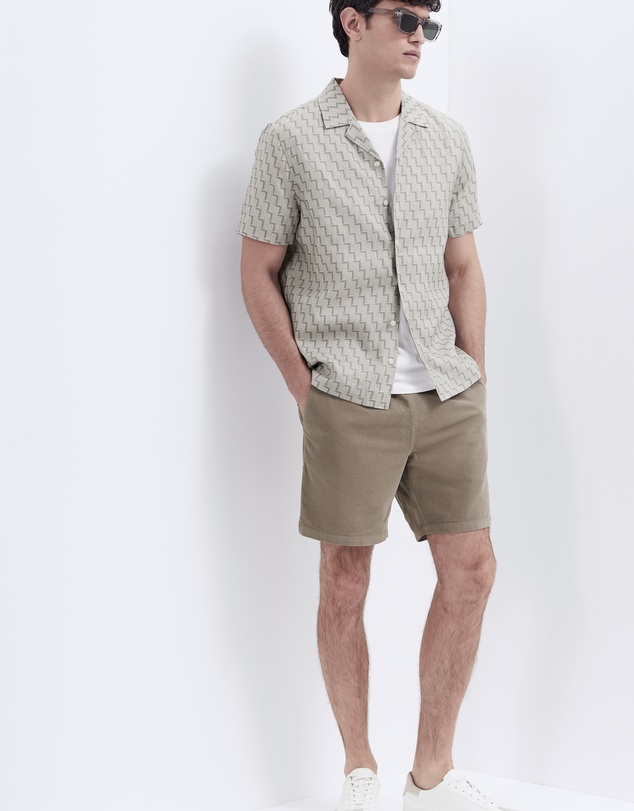 UNISON - Linen Geo Print Resort Shirt