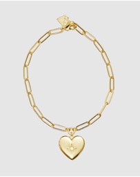 Wanderlust + Co - Heart Gold Locket Bracelet