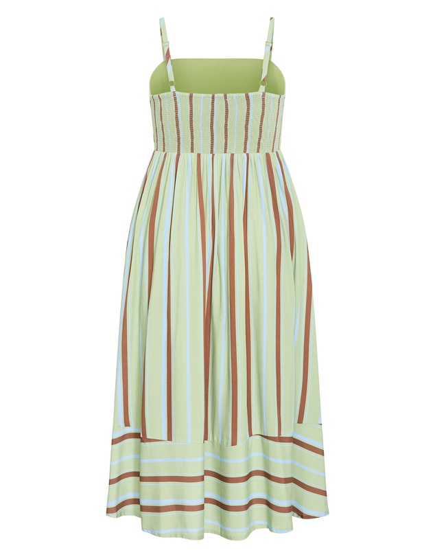 City Chic - Plus size Haven Stripe Maxi Dress - matcha