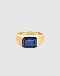 Elli Jewelry - Ring Signet Sapphire Sterling Silver Gold Plated