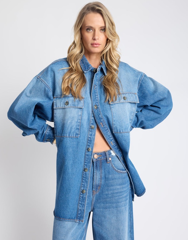 ONE TEASPOON - Oversized Denim Shirt - Pacifica Blue