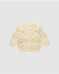 Kynd Baby - Knit Bow Cardigan in Ivory