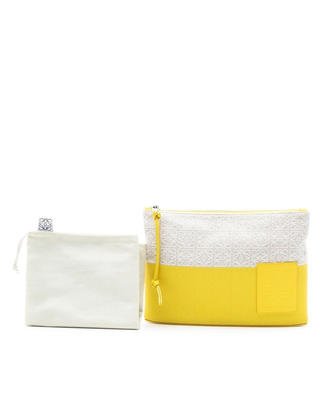 Pre-Loved by Azura Reborn - Pre-Loved Repeat Anagram Jacquard and Leather Oblong Pouch