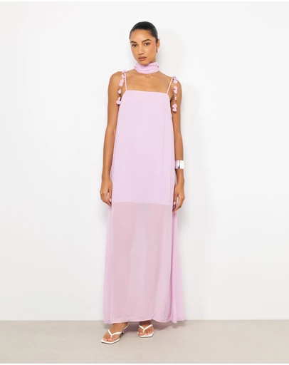 AERE - Ilaria Floral Scarf Maxi Dress