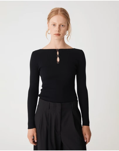 Forcast - Logan Button Keyhole Rib Knit