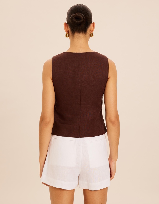 AERE - Linen Asymmetric Crew Neck Vest