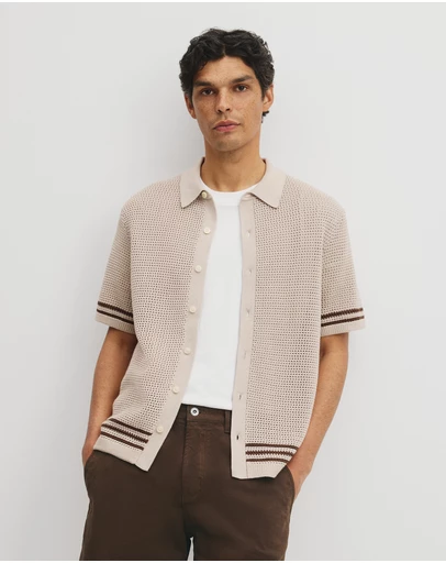 Country Road - Relaxed Fit Australian Cotton Stripe Knit Shirt