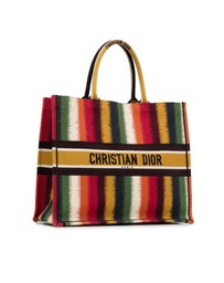 Pre-Loved by Azura Reborn - Pre-Loved dior Striped Canvas Tote Bag with Dual Top Handles and Interior Compartment