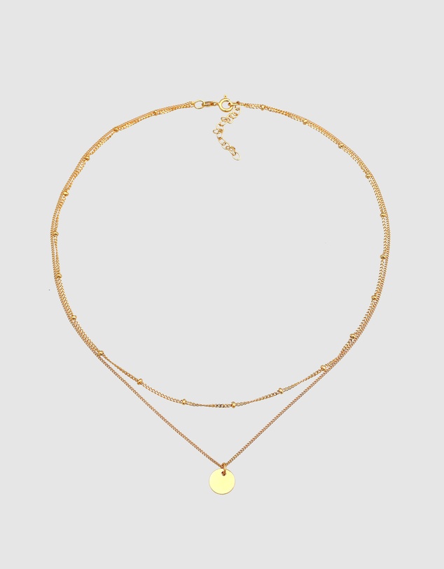 Elli Jewelry - Necklace Choker Layer Platelet in 925 sterling silver gold plated