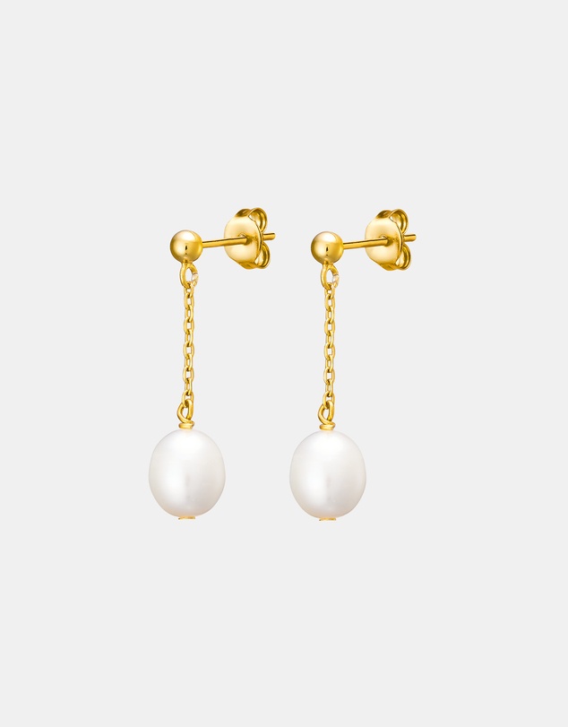 Zoe Olivia - 14K Gold Vermeil Pearl Chain Drop Stud Earrings