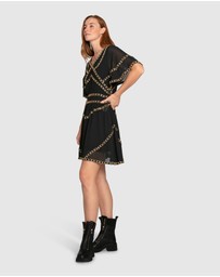 Belle & Bloom - Golden Mark Beaded Trim Mini Dress