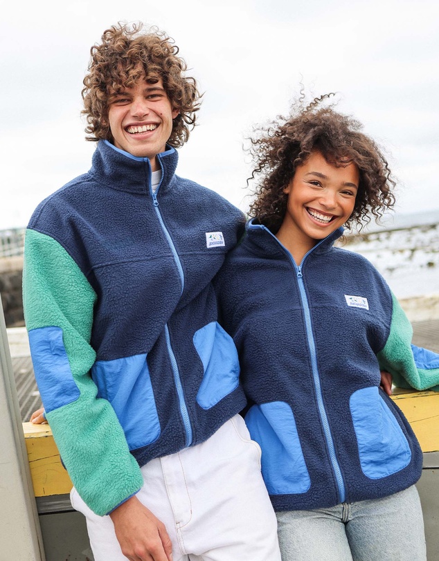 Skwosh - Skwosh Polar Fleece Utility Jacket in Green/Blue
