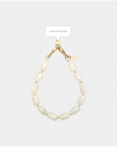LOUVE COLLECTION - Universal Phone Strap Connector (White) + Abbey Off-White Wristlet