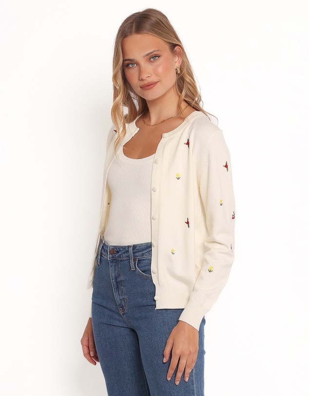 Petal & Pup - Millen Flower Embroidery Cardigan - Cream
