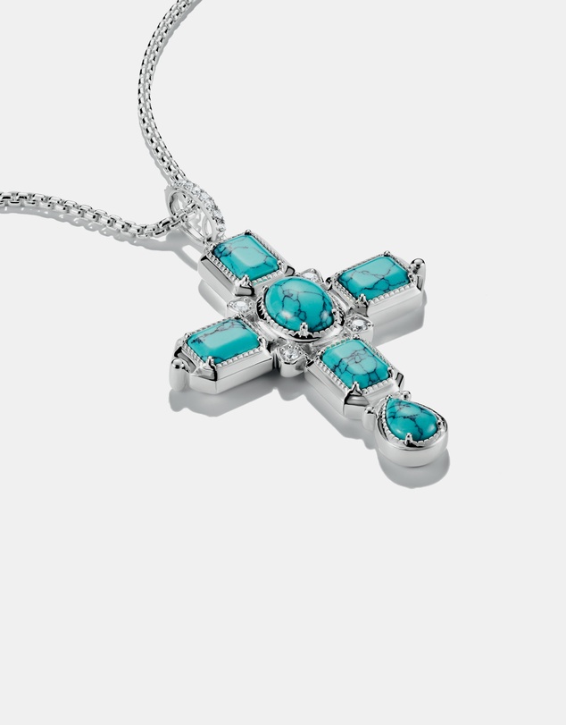 THOMAS SABO - THOMAS SABO Cross Pendant with Turquoise Zirconia Stones